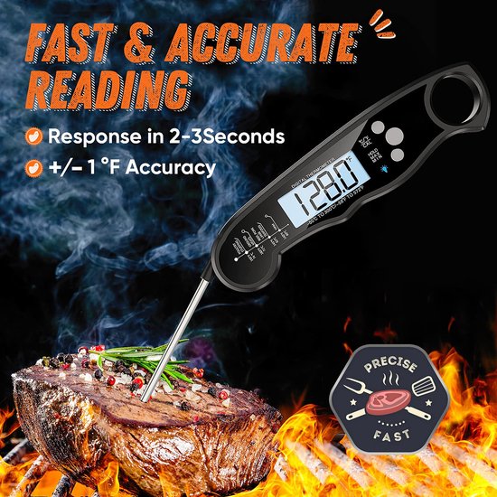 Rixora® Digital Meat Thermometer – Wireless & Waterproof (Black) {{ variant }{{ image_name }