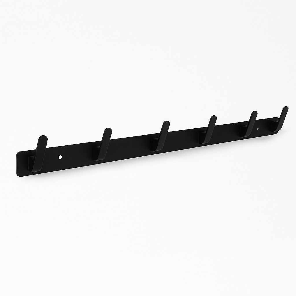 Black Metal Wall-Mounted Coat Rack – 6 Hooks {{ variant }{{ image_name }