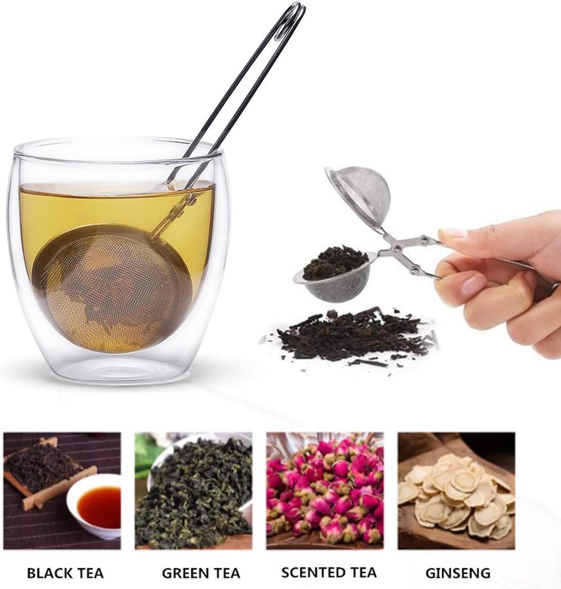 Rixora® Tea Strainer Set – 3-Pack with Drip Tray {{ variant }{{ image_name }