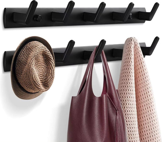 Black Metal Wall-Mounted Coat Rack – 8 Hooks {{ variant }{{ image_name }