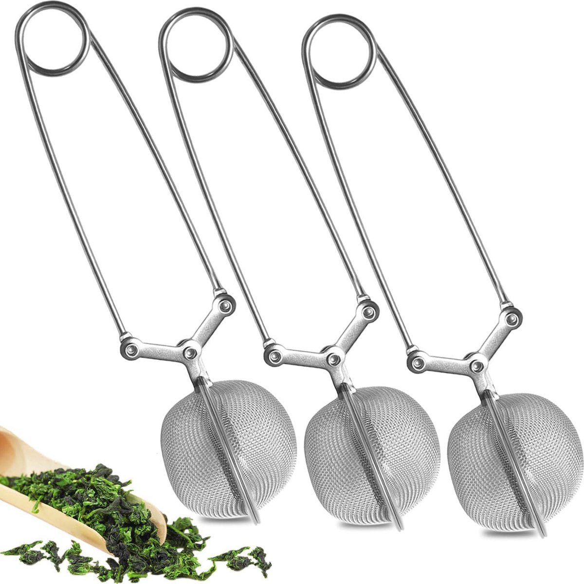 Rixora® Tea Strainer Set – 3-Pack with Drip Tray {{ variant }{{ image_name }