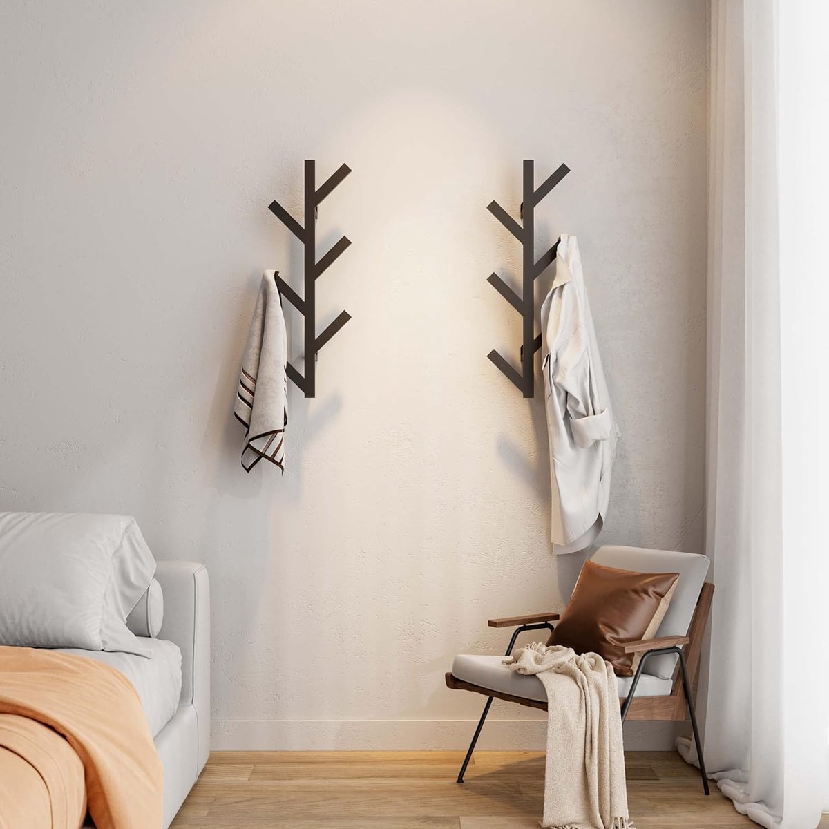 Wall-Mounted Coat Rack – 6 Hooks (Black, 78cm) {{ variant }{{ image_name }