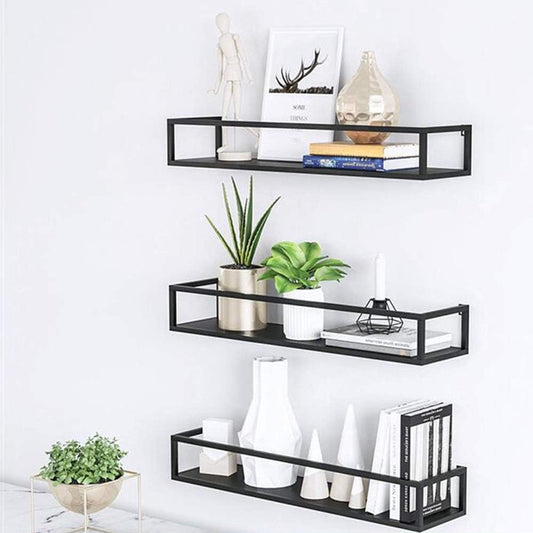 Black High Gloss Floating Wall Shelf – Sleek Modern Design for Home & Office - N-yla.com