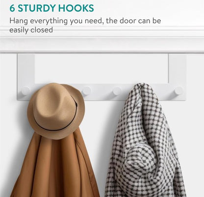 White Metal Over-the-Door Coat Rack – 6 Hooks {{ variant }{{ image_name }