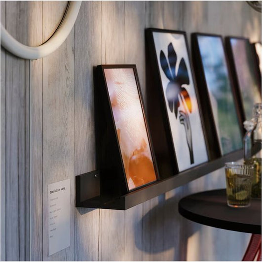 Black Gloss Wooden Floating Wall Shelf Set – 2-Pack (55cm) {{ variant }{{ image_name }