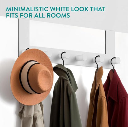 White Metal Over-the-Door Coat Rack – 6 Hooks {{ variant }{{ image_name }