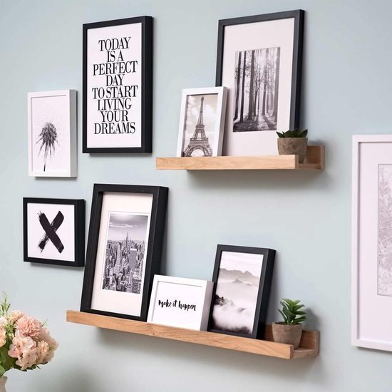 Brown Gloss Wooden Floating Wall Shelf Set – 2-Pack (77cm) {{ variant }{{ image_name }