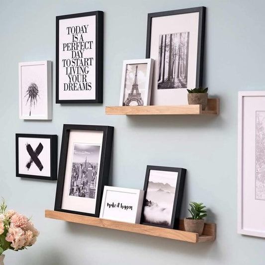 Brown Gloss Wooden Floating Wall Shelf Set – 2-Pack (77cm) {{ variant }{{ image_name }