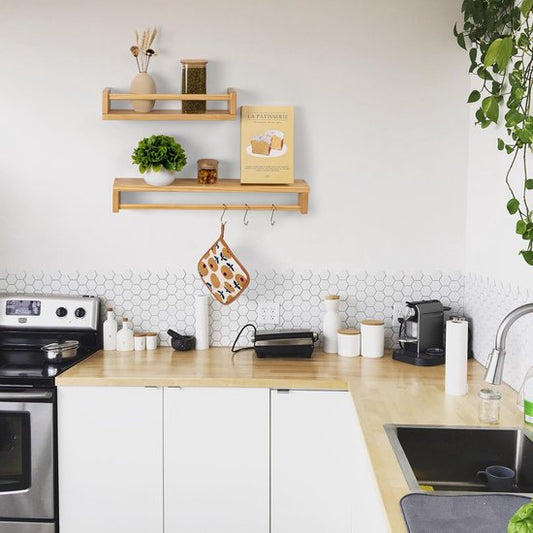 Birch Pattern Floating Wall Shelf Set – 2-Pack (57cm) {{ variant }{{ image_name }