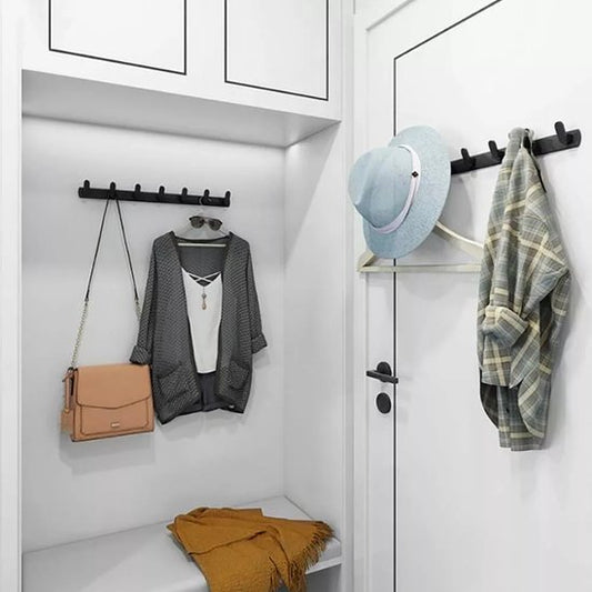 Black Metal Wall-Mounted Coat Rack – 6 Hooks {{ variant }{{ image_name }