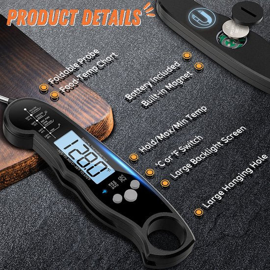Rixora® Digital Meat Thermometer – Wireless & Waterproof (Black) {{ variant }{{ image_name }