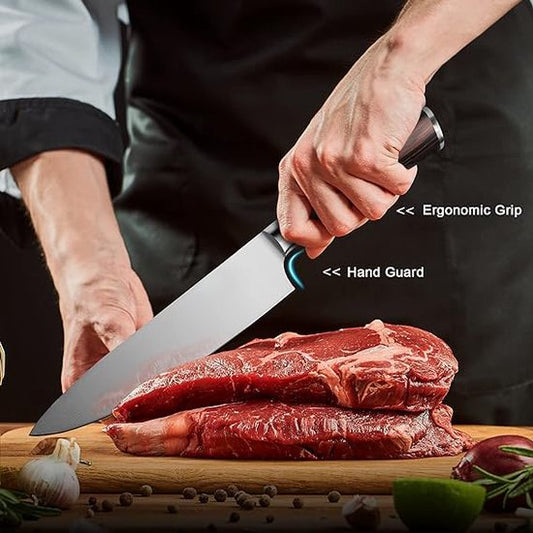 Rixora® Professional Chef's Knife – 20cm Japanese-Style with Damascus Pattern {{ variant }{{ image_name }