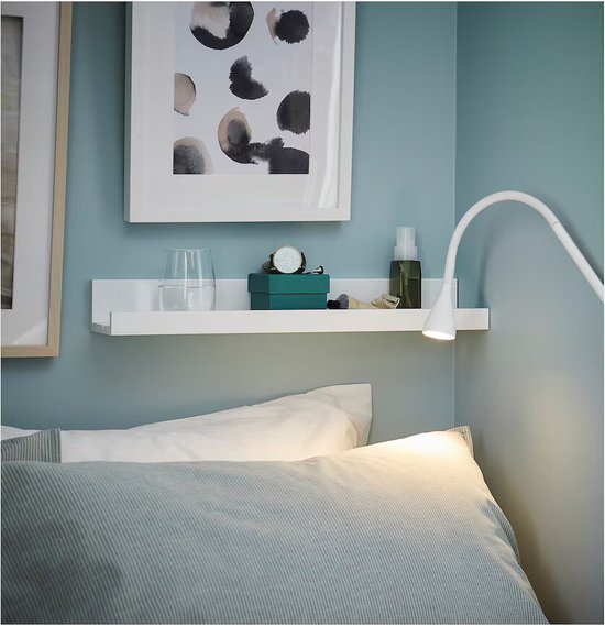 White Gloss Wooden Floating Wall Shelf Set – 2-Pack (55cm) {{ variant }{{ image_name }