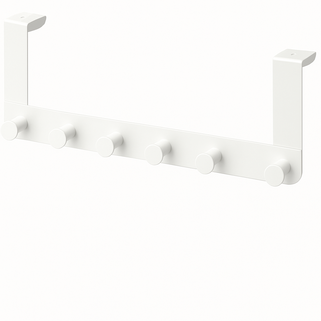 White Metal Over-the-Door Coat Rack – 6 Hooks {{ variant }{{ image_name }