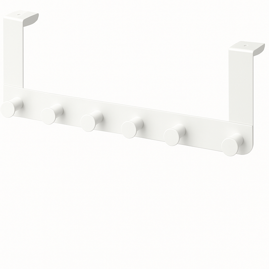 White Metal Over-the-Door Coat Rack – 6 Hooks {{ variant }{{ image_name }