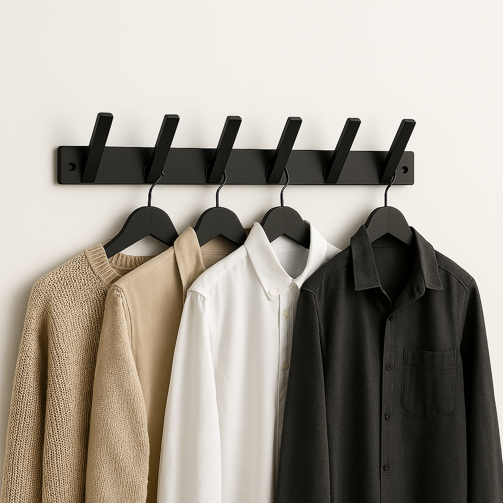 Black Metal Wall-Mounted Coat Rack – 6 Hooks {{ variant }{{ image_name }