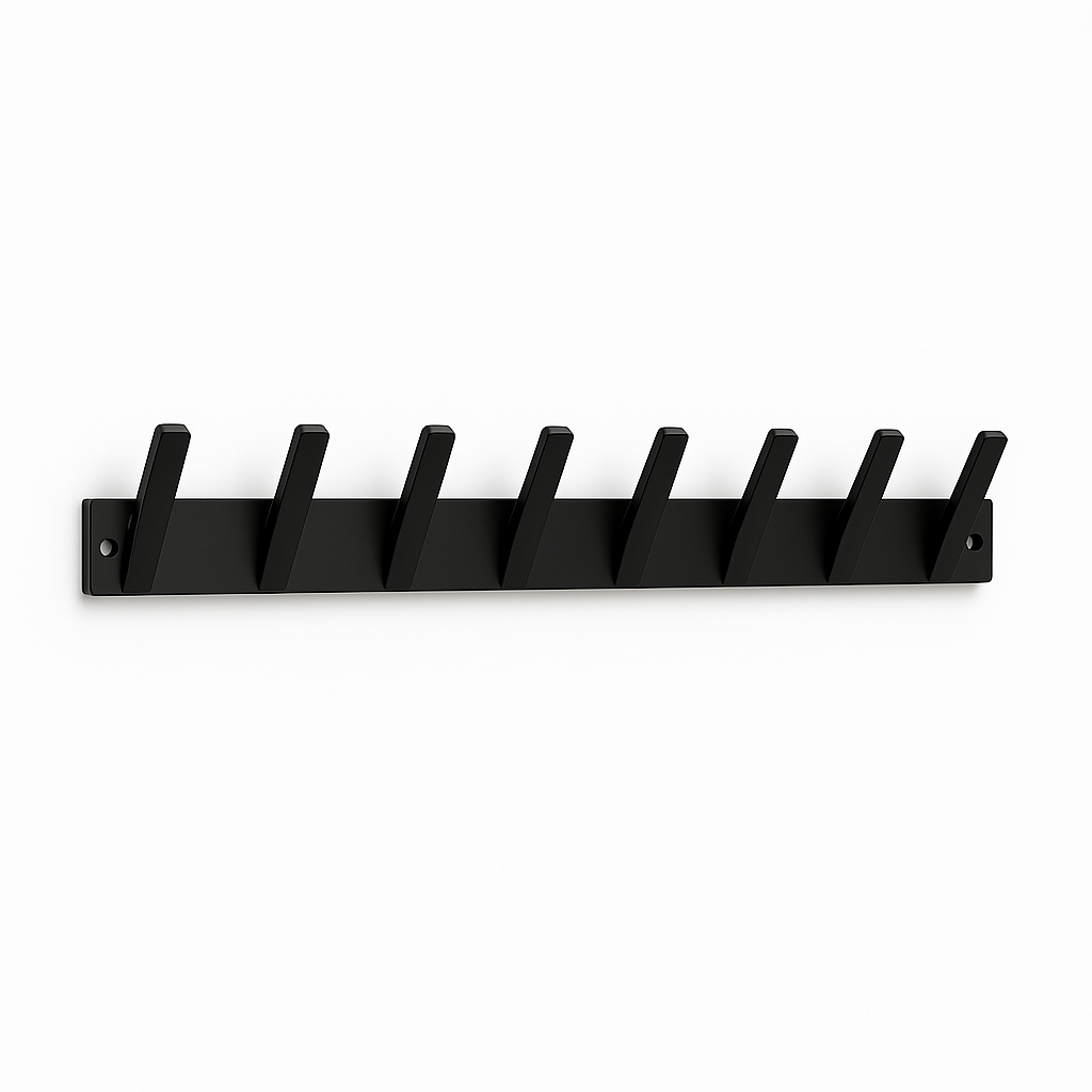 Black Metal Wall-Mounted Coat Rack – 8 Hooks {{ variant }{{ image_name }