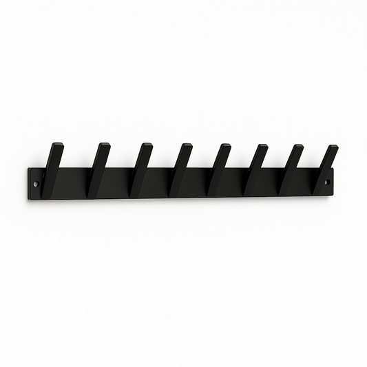 Black Metal Wall-Mounted Coat Rack – 8 Hooks {{ variant }{{ image_name }