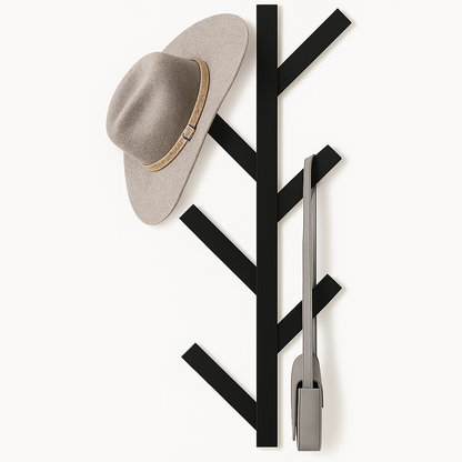 Wall-Mounted Coat Rack – 6 Hooks (Black, 78cm) {{ variant }{{ image_name }